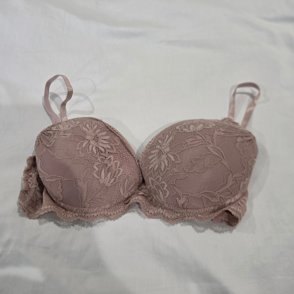 Jessica Simpson Lace Underwire Bra Womens 38C Dusty Rose Good Floral Scalloped